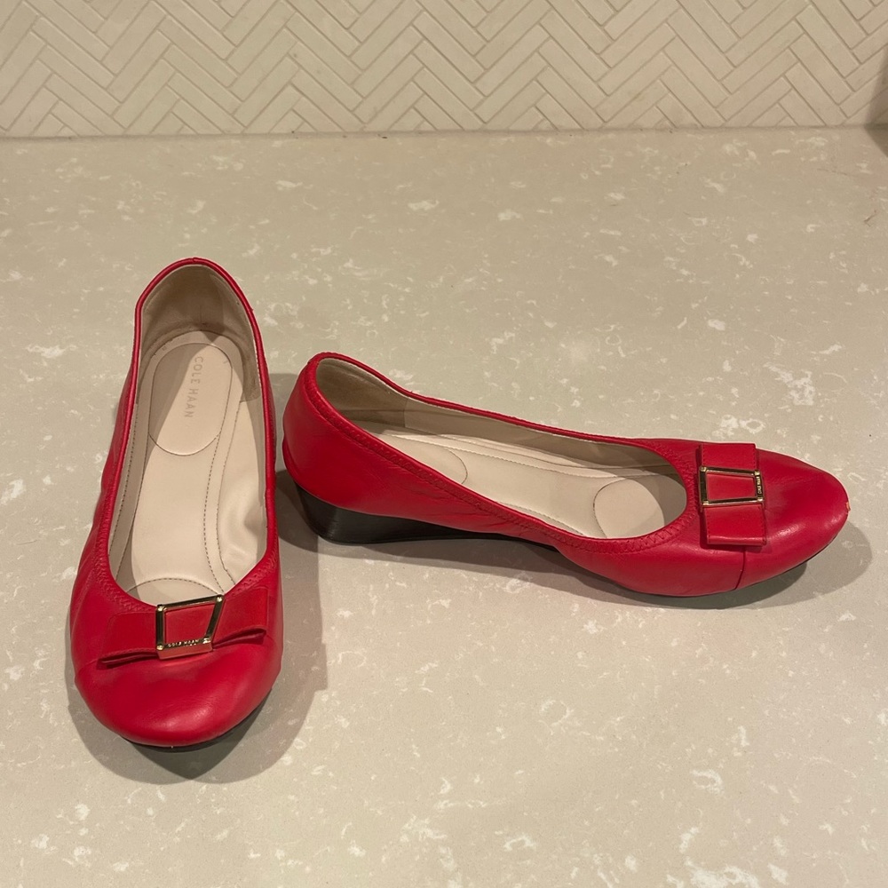 Cole Haan Red Flats with Buckle Detail